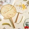 Quạt tròn cầm tay cổ trang lụa in đa mẫu, phụ kiện chụp áo dài, giá 64.000đ 6