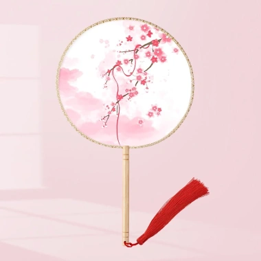 Quạt tròn cầm tay cổ trang lụa in đa mẫu, phụ kiện chụp áo dài, giá 64.000đ 8