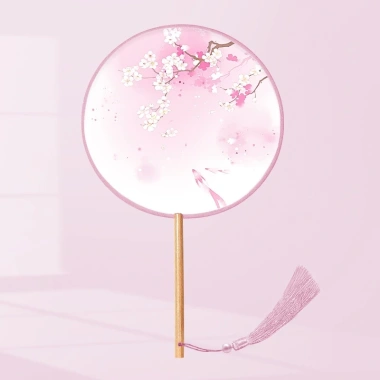 Quạt tròn cầm tay cổ trang lụa in đa mẫu, phụ kiện chụp áo dài, giá 64.000đ 10