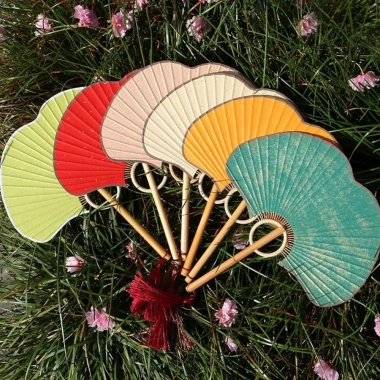 Quạt Tròn GOJO Ginkgo Đảo Cụ Khiêu Vũ Hai Mặt Xám Vintage, Di Động, Trang Trí Mùa Hè - 77.330đ 5