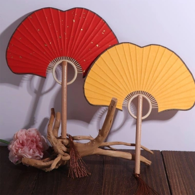 Quạt Tròn GOJO Ginkgo Đảo Cụ Khiêu Vũ Hai Mặt Xám Vintage, Di Động, Trang Trí Mùa Hè - 77.330đ 6