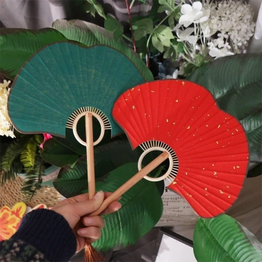 Quạt Tròn GOJO Ginkgo Đảo Cụ Khiêu Vũ Hai Mặt Xám Vintage, Di Động, Trang Trí Mùa Hè - 77.330đ 7