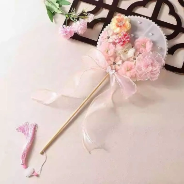 Quạt Tròn Vintage NAMSHEVA Hoa Bướm Vải Tay Cầm Dài - Phong Cách Retro Cô Dâu, Giá Ưu Đãi 88.110₫