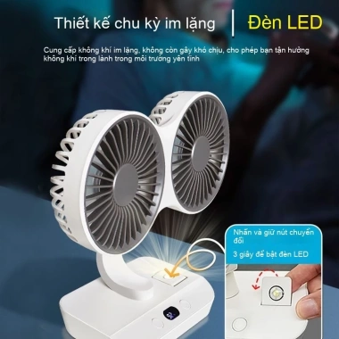 Quạt USB 2 trong 1 tự động xoay 360 độ, công suất gió cao, dùng bàn làm việc & gắn tường không khoan - Giá 149.800đ 3