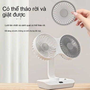 Quạt USB 2 trong 1 tự động xoay 360 độ, công suất gió cao, dùng bàn làm việc & gắn tường không khoan - Giá 149.800đ 6