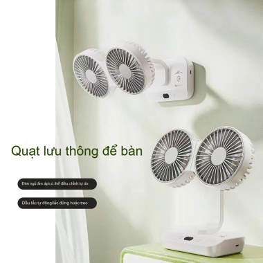 Quạt USB 2 trong 1 tự động xoay 360 độ, công suất gió cao, dùng bàn làm việc & gắn tường không khoan - Giá 149.800đ 8
