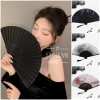 Quạt vải xếp cổ trang in hình cầm tay dây tua rua – phụ kiện múa chụp ảnh 2