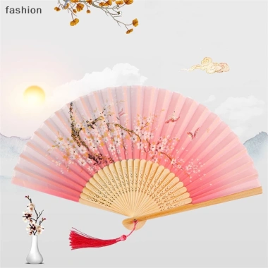 Quạt Xếp Cầm Tay Bằng Lụa - Phong Cách Trung Hoa Cổ Điển Gập Gọn Giá 46.640 VND 5