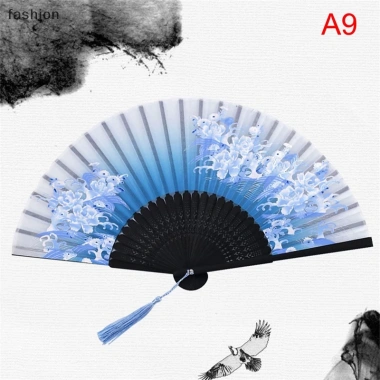 Quạt Xếp Cầm Tay Bằng Lụa - Phong Cách Trung Hoa Cổ Điển Gập Gọn Giá 46.640 VND 15
