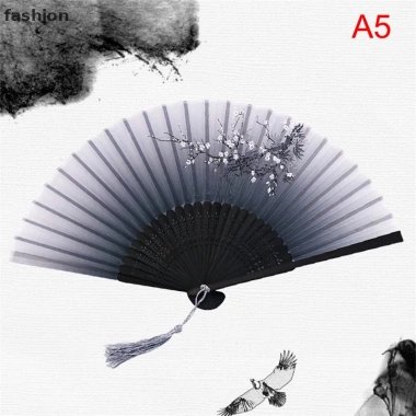 Quạt Xếp Cầm Tay Bằng Lụa - Phong Cách Trung Hoa Cổ Điển Gập Gọn Giá 46.640 VND 17