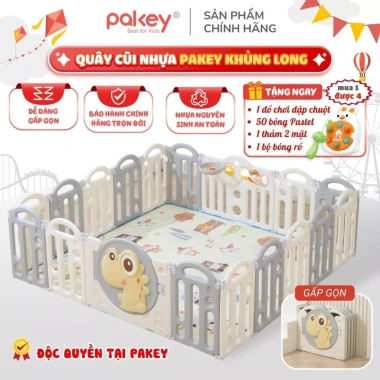 Quây Cũi Nhựa Gấp Gọn PAKEY Khủng Long Màu - An Toàn, Bảo Hành Trọn Đời