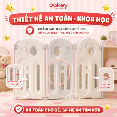 Quây Cũi Nhựa Gấp Gọn PAKEY Khủng Long Màu - An Toàn, Bảo Hành Trọn Đời