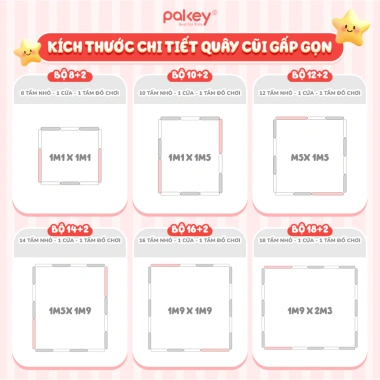 Quây Cũi Nhựa Gấp Gọn PAKEY Khủng Long Màu - An Toàn, Bảo Hành Trọn Đời