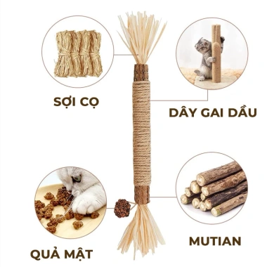 Que gỗ Bện Thừng Catnip giảm stress, sạch răng cho mèo - Nhai gặm 21.735₫ 4 Que gỗ Bện Thừng Catnip giảm stress, sạch răng cho mèo - Nhai gặm 21.735₫ 4