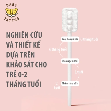Que Rơ Lưới Baby Tattoo Đầu Mini - Giúp Làm Sạch Răng Miệng Bé, Thiết Kế Mềm Mại, Hộp 20 Que - 450.000 VND