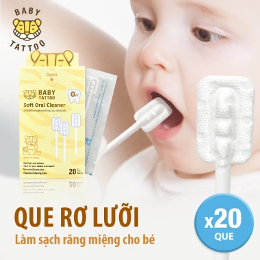 Que Rơ Lưới Baby Tattoo Đầu Mini - Giúp Làm Sạch Răng Miệng Bé, Thiết Kế Mềm Mại, Hộp 20 Que - 450.000 VND