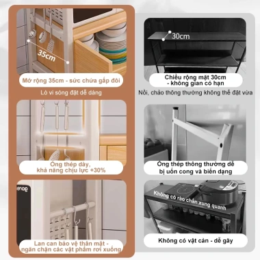 RACK kệ bếp đa năng – Kệ lò vi sóng, tủ gỗ, giỏ đựng, lò nướng – Giá ưu đãi 669.000₫