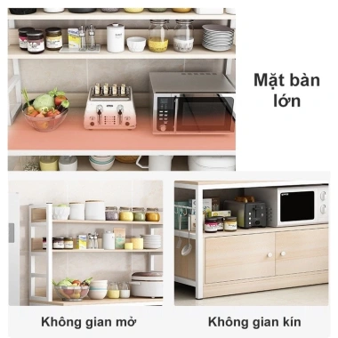 RACK Kệ Nhà Bếp 5 Tầng Tấm Gỗ Dày - Chịu 100kg/Lớp, Dùng Lò Vi Sóng, Giá Ưu Đãi 549k 3