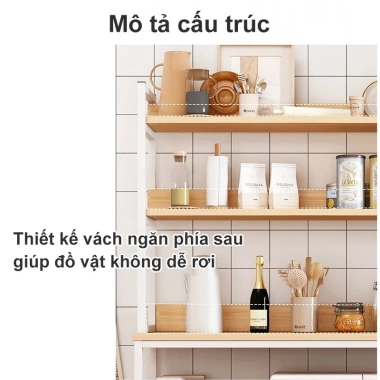 RACK Kệ Nhà Bếp 5 Tầng Tấm Gỗ Dày - Chịu 100kg/Lớp, Dùng Lò Vi Sóng, Giá Ưu Đãi 549k 4