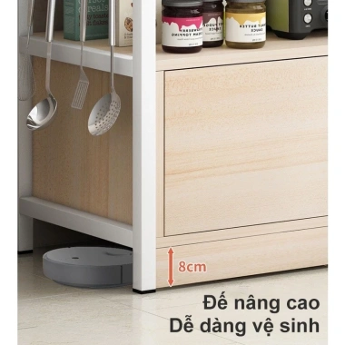RACK Kệ Nhà Bếp 5 Tầng Tấm Gỗ Dày - Chịu 100kg/Lớp, Dùng Lò Vi Sóng, Giá Ưu Đãi 549k 6