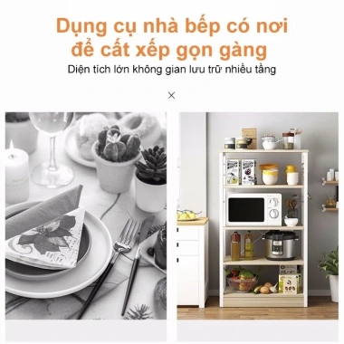 RACK Kệ Nhà Bếp 5 Tầng Tấm Gỗ Dày - Chịu 100kg/Lớp, Dùng Lò Vi Sóng, Giá Ưu Đãi 549k 8