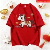 RANZIHUI Áo thun 100% cotton gia đình, thiết kế ngựa năm mới, giá ưu đãi 138.240 VND