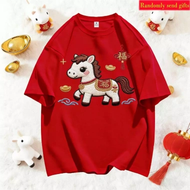 RANZIHUI Áo thun 100% cotton gia đình, thiết kế ngựa năm mới, giá ưu đãi 138.240 VND
