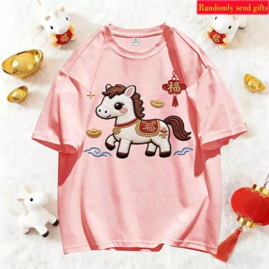RANZIHUI Áo thun 100% cotton gia đình, thiết kế ngựa năm mới, giá ưu đãi 138.240 VND