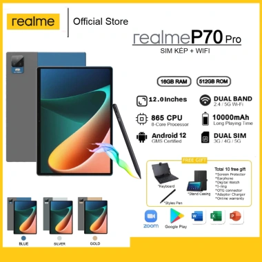 Realme Pad 70 2.025 - Máy tính bảng game 16GB RAM 512GB ROM Snapdragon 865, 20.000mAh, SIM kép, giá chỉ 4,03 triệu
