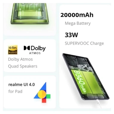 Realme Pad 70 2.025 - Máy tính bảng game 16GB RAM 512GB ROM Snapdragon 865, 20.000mAh, SIM kép, giá chỉ 4,03 triệu