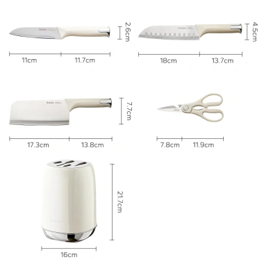 Redchef Bộ dao bếp thép không gỉ trắng kem 5 món - đa năng, giảm giá 699.000₫