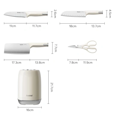 Redchef Bộ dao bếp thép không gỉ trắng kem 5 món - đa năng, giảm giá 699.000₫