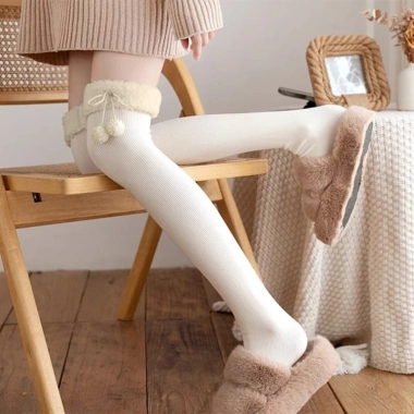 Redflower Gà Chân Nữ Đầu Gối Dài Tất Hoạt Hình Cotton 3D In Đùi Tất Cao 43.092₫