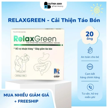 RelaxGreen 20 ống - Cải thiện táo bón, hỗ trợ nhuận tràng, tiêu hoá khỏe mạnh, giá chỉ 205.000đ RelaxGreen 20 ống - Cải thiện táo bón, hỗ trợ nhuận tràng, tiêu hoá khỏe mạnh, giá chỉ 205.000đ