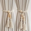 Rèm Bohemian 2 chiếc hạt gỗ móc tua phong cách vintage cho phòng khách, ngủ, bếp 2