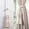 Rèm Bohemian 2 chiếc hạt gỗ móc tua phong cách vintage cho phòng khách, ngủ, bếp 5