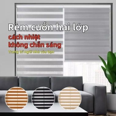 Rèm Cầu Vồng Chống Nắng 80-90% Phòng Ngủ Rèm Cuộn Cửa Sổ Hiện Đại May Sẵn 128k