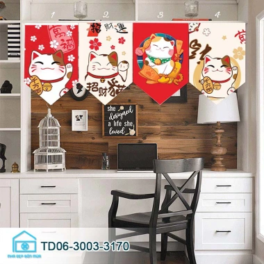 Rèm cờ tam giác phong cách Nhật Bản - Rèm cửa ngắn trang trí phòng khách, bếp, giảm giá chỉ 88.000₫