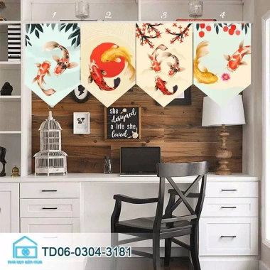 Rèm cờ tam giác phong cách Nhật Bản - Rèm cửa ngắn trang trí phòng khách, bếp, giảm giá chỉ 88.000₫