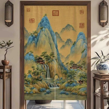 Rèm cửa cổ điển Trung Quốc - tranh phong cảnh, che nhà bếp, vách ngăn tắm, vải, giảm còn 194.400đ, giá gốc 252.720đ 8