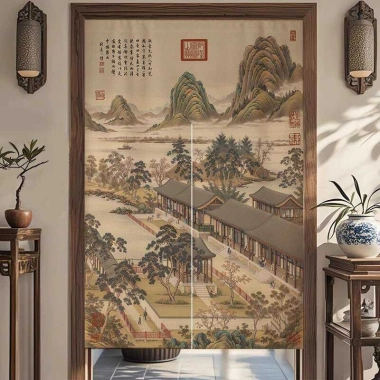 Rèm cửa cổ điển Trung Quốc - tranh phong cảnh, che nhà bếp, vách ngăn tắm, vải, giảm còn 194.400đ, giá gốc 252.720đ 9