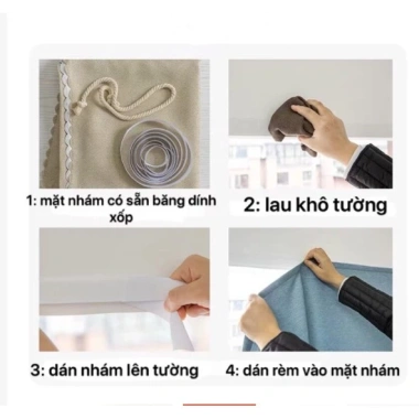 Rèm Cửa Dán Tường Decor Kim Vinh Không Cần Thanh Treo 1m x 1.35m Giá 79.000