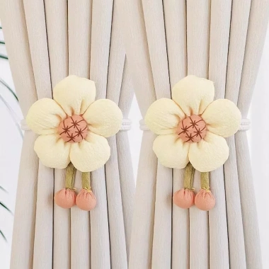 Rèm Cửa Hoa Vải Dễ Thương - Kẹp Rèm Phong Cách Hàn Quốc Giá Ưu Đãi 55k 2