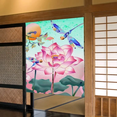 Rèm Cửa Izakaya Truyền Thống Trung Hoa - Hoa Sen Vải Lanh Giá Ưu Đãi 191k 8