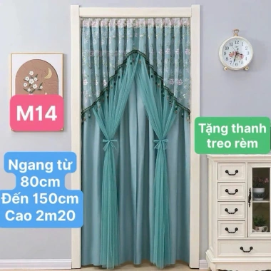 Rèm cửa kèm thanh treo không khoan Tranh trí phòng khách, phòng ngủ, đường luồng Đánh cườm
