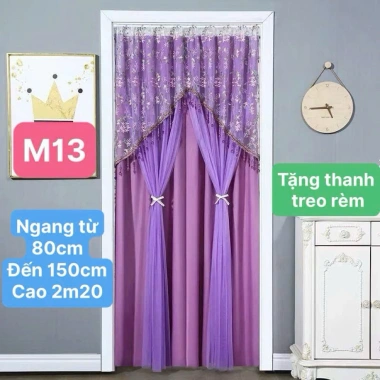 Rèm cửa kèm thanh treo không khoan Tranh trí phòng khách, phòng ngủ, đường luồng Đánh cườm