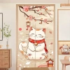 Rèm cửa mèo may mắn phong cách Nhật Bản, vải in hoạt hình, trang trí nhà cửa, giảm giá 20% 4