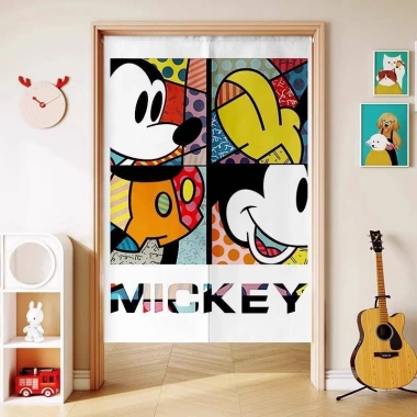 Rèm Cửa Mickey Phim Hoạt Hình Cho Phòng Ngủ Trẻ Em Khối Phòng Nửa Rèm Đục Lỗ Thiết Kế Mới Giá Ưu Đãi 194.400đ
