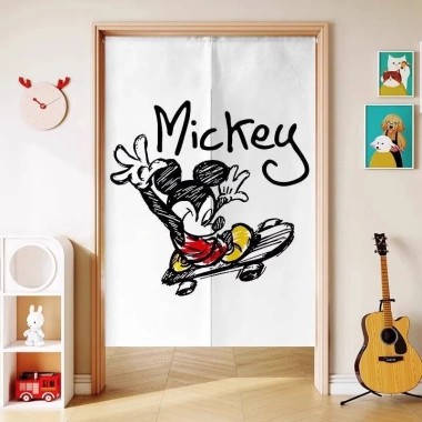 Rèm Cửa Mickey Phim Hoạt Hình Cho Phòng Ngủ Trẻ Em Khối Phòng Nửa Rèm Đục Lỗ Thiết Kế Mới Giá Ưu Đãi 194.400đ