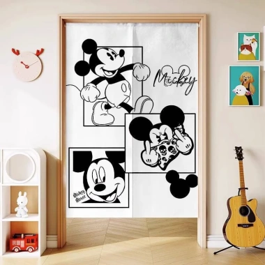 Rèm Cửa Mickey Phim Hoạt Hình Cho Phòng Ngủ Trẻ Em Khối Phòng Nửa Rèm Đục Lỗ Thiết Kế Mới Giá Ưu Đãi 194.400đ